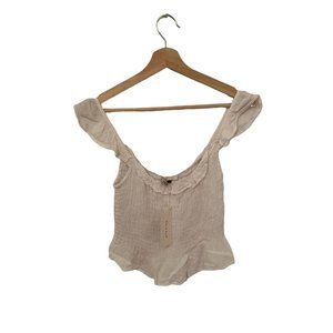 Sim & Sam White Top Sleeve Blouse Women Size XS Short Summer Shirt Womens NWT Ru